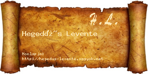 Hegedűs Levente névjegykártya